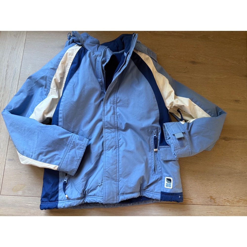 American Eagle AE77 Performance Women Blue Colorblock Ski Jacket Hooded Medium